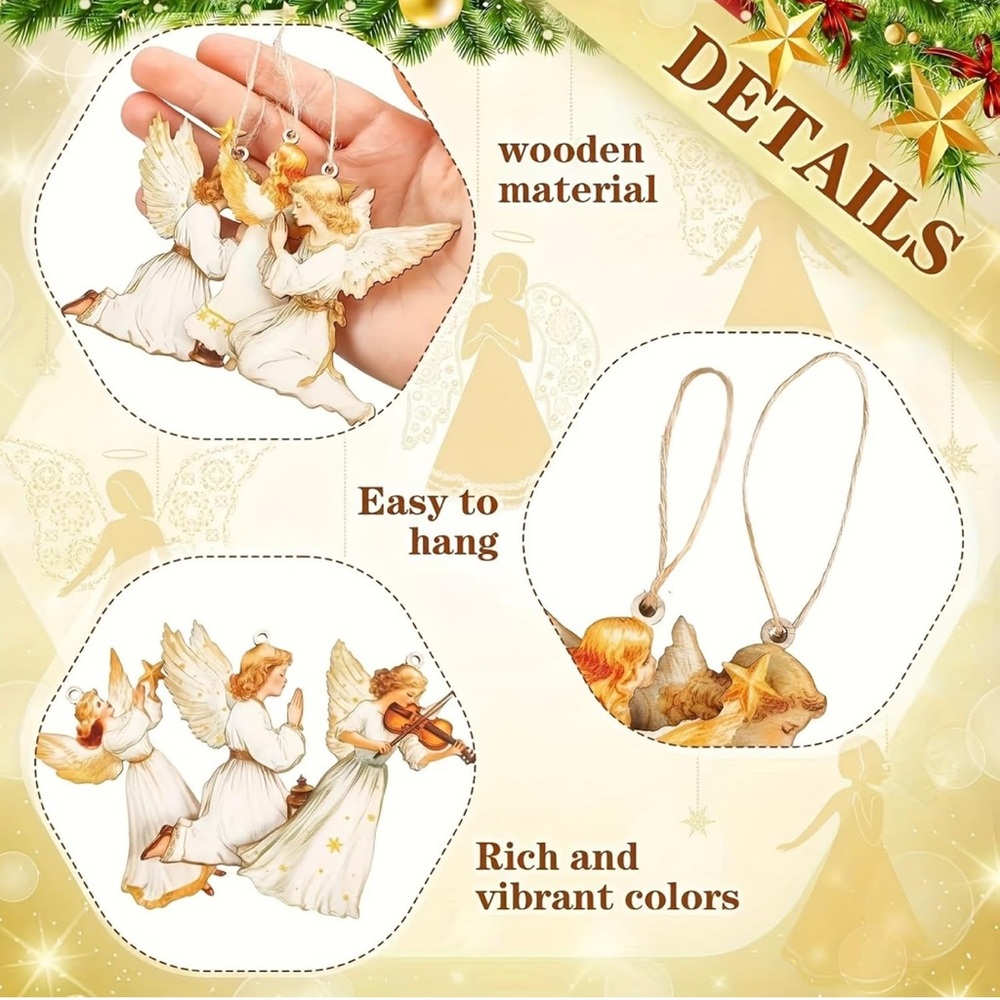 SOLD Christmas Angel Ornaments Set - Picture 3 of 3